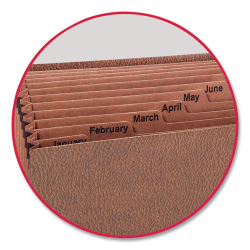Image of Smead TUFF Expanding Open-Top Stadium File, 12 Sections, 1/12-Cut Tabs, Legal Size, Redrope