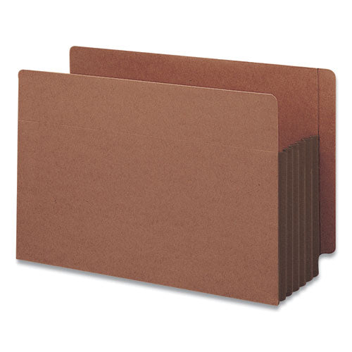 Image of Smead Redrope Drop-Front End Tab File Pockets, Fully Lined 6.5" High Gussets, 5.25" Expansion, Legal Size, Redrope/Brown, 10/Box