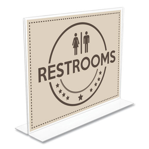 Image of deflecto® Anti-Glare Stand Up Double Sided Sign Holder, 8.5 X 11, Clear