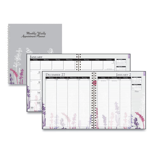 Image of House of Doolittle Recycled Wild Flower Weekly/Monthly Planner, Wild Flowers Artwork, 9 x 7, Gray/White/Purple Cover, 12-Month (Jan-Dec): 2025
