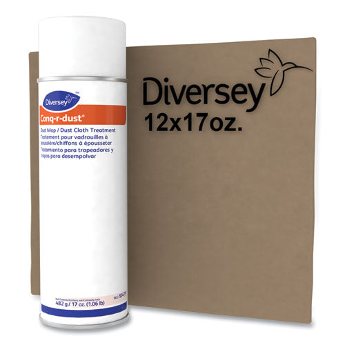Image of Diversey Conq-R-Dust Dust Mop/dust Cloth Treatment, Amine Scent, 17 Oz Aerosol Spray, 12/carton
