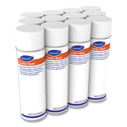 Image of Diversey Conq-R-Dust Dust Mop/dust Cloth Treatment, Amine Scent, 17 Oz Aerosol Spray, 12/carton
