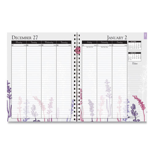 Image of House of Doolittle Recycled Wild Flower Weekly/Monthly Planner, Wild Flowers Artwork, 9 x 7, Gray/White/Purple Cover, 12-Month (Jan-Dec): 2025