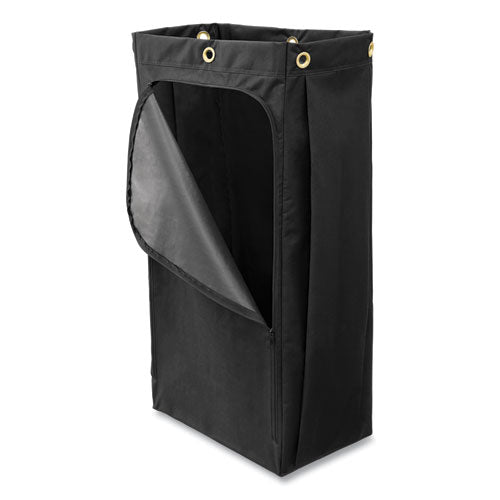 Image of Rubbermaid® Commercial Fabric Cleaning Cart Bag for Rubbermaid Commercial 9T76, 9T77 and 9T78, 26 gal, 17.5" x 10.5" x 33", Black