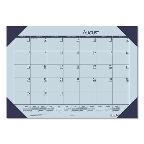 Image of House of Doolittle EcoTones Recycled Academic Desk Pad Calendar, 18.5 x 13, Orchid Sheets, Cordovan Corners, 12-Month (Aug to July): 2024-2025