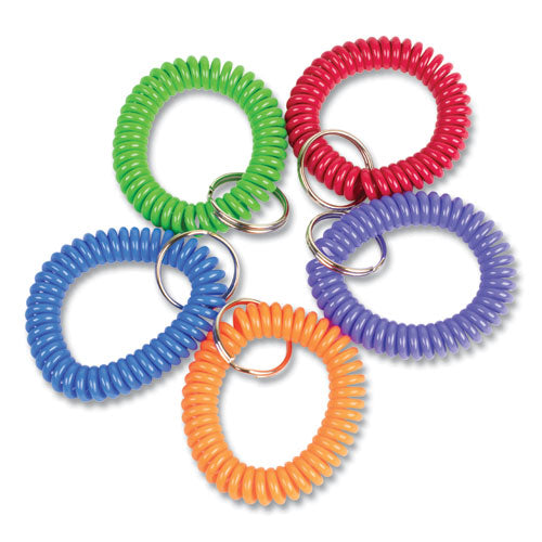 Image of CONTROLTEK® Wrist Key Coil Key Organizers, Blue/Green/Orange/Purple/Red, 10/Pack