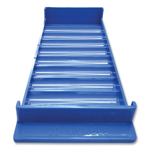 Image of CONTROLTEK® Stackable Plastic Coin Tray, 10 Compartments, Stackable, 3.75 X 10.5 X 1.5, Blue, 2/pack