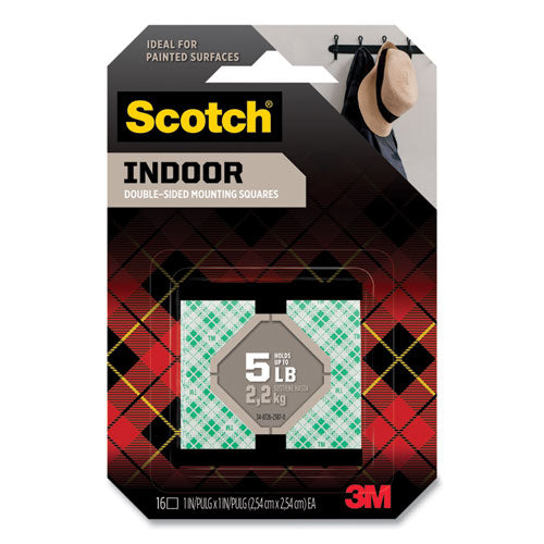 Image of Scotch® Permanent High-Density Foam Mounting Tape, 1" Squares, Double-Sided, Holds Up To 5 Lbs, White, 16/pack