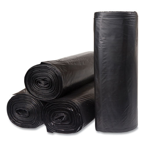 Image of Inteplast Group Low-Density Commercial Can Liners, 45 gal, 1.2 mil, 40" x 46", Black, Interleaved Roll, 10 Bags/Roll, 10 Rolls/Carton