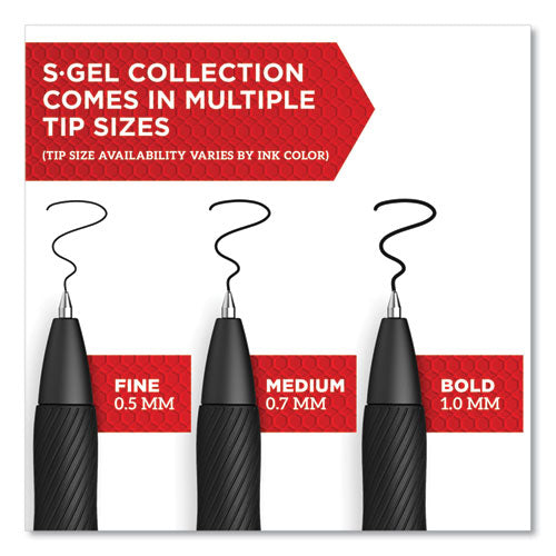 Image of Sharpie® S-Gel S-Gel High-Performance Gel Pen, Retractable, Bold 1 Mm, Black Ink, Black Barrel, Dozen