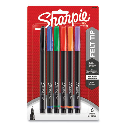 Image of Sharpie® Water-Resistant Ink Porous Point Pen, Stick, Fine 0.4 Mm, Assorted Ink And Barrel Colors, 6/pack