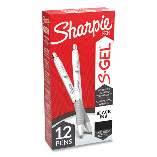 Image of Sharpie® S-Gel S-Gel Fashion Barrel Gel Pen, Retractable, Medium 0.7 Mm, Black Ink, Pearl White Barrel, Dozen