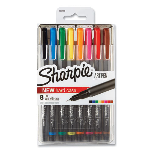 Image of Sharpie® Art Pen Porous Point Pen, Stick, Fine 0.4 mm, Assorted Ink and Barrel Colors, 8/Pack