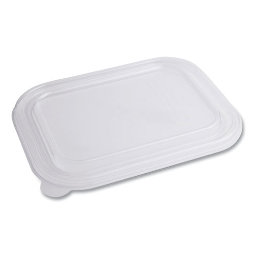 Image of World Centric® PLA Lids for TRSC60 Fiber Containers, 7.8 x 10.2 x 0.5, Clear, Plastic, 400/Carton