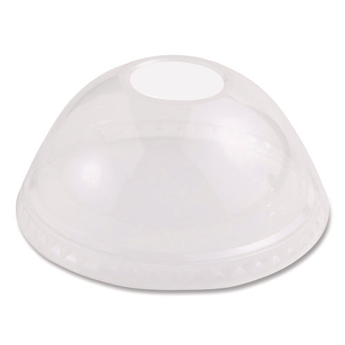 Image of World Centric® PLA Clear Cold Cup Lids, Dome Lid, Fits 9 oz to 24 oz Cold Cups, Plastic, Clear, 1,000/Carton
