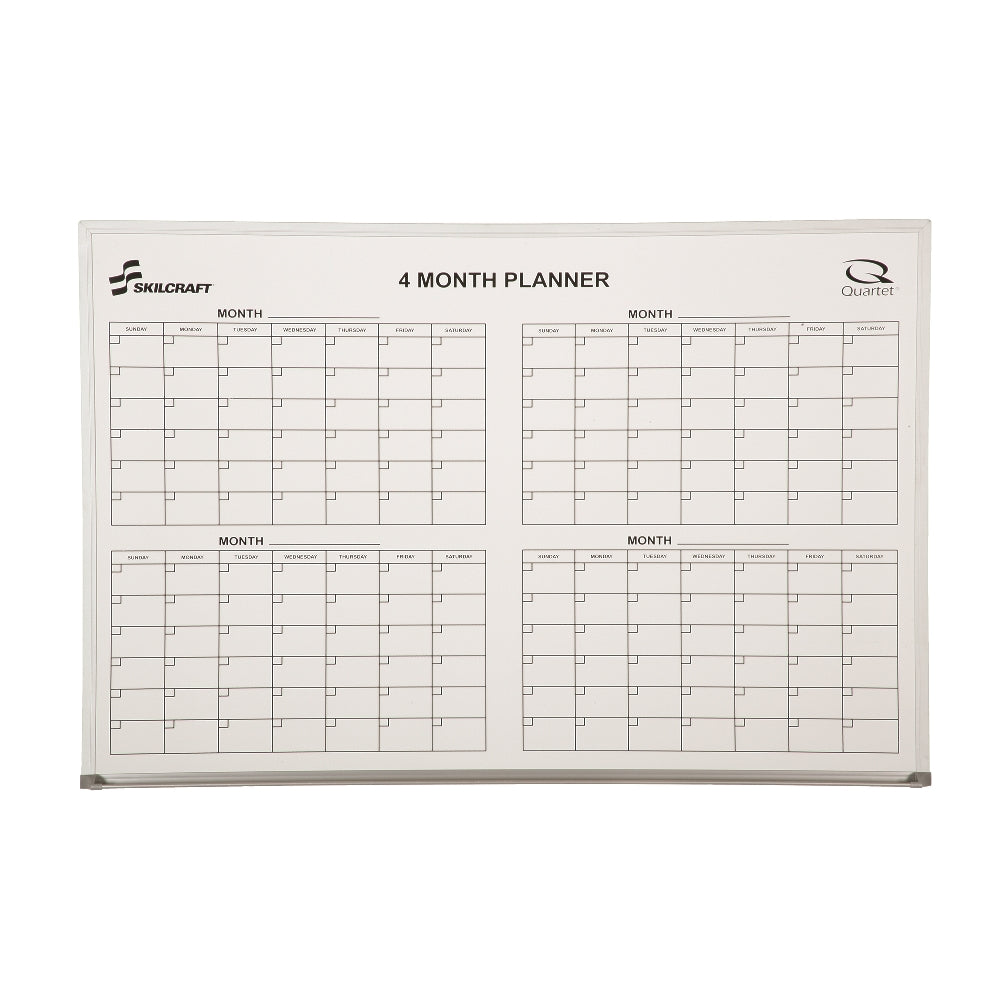 Image of Quartet/Skilcraft 4-Month Calendar Planner Board, Aluminum Frame
