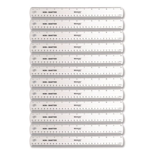 Image of Westcott® Non-Shatter Flexible Ruler, Standard/metric, 12" (30 Cm) Long, Plastic, Clear, 12/box