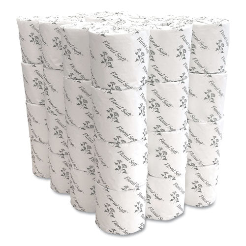 Image of Floral Soft® 2-Ply Standard Bathroom Tissue, Septic Safe, White, 400 Sheets/Roll, 48 Rolls/Carton