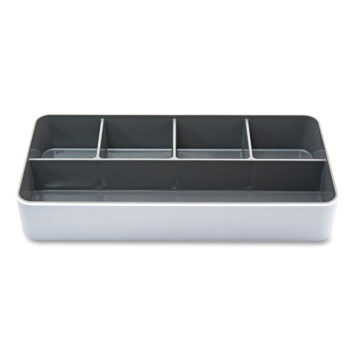 Image of Advantus Fusion Five-Compartment Plastic Accessory Holder, Plastic, 12.25 x 6 x 2, White/Gray