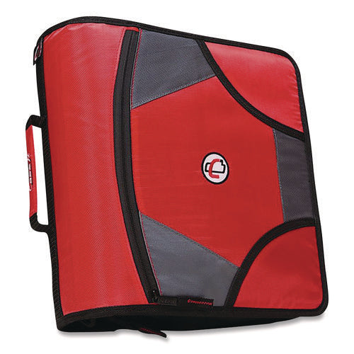 Image of Case it King Size Mighty Zip Tab Binder, 3 Rings, 4" Capacity, 11 X 8.5, Red