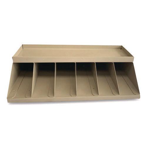 Image of CONTROLTEK® Coin Wrapper And Bill Strap Single-Tier Rack, 6 Compartments, 10 X 8.5 X 3, Steel, Pebble Beige