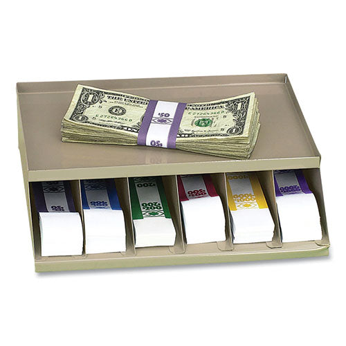 Image of CONTROLTEK® Coin Wrapper And Bill Strap Single-Tier Rack, 6 Compartments, 10 X 8.5 X 3, Steel, Pebble Beige