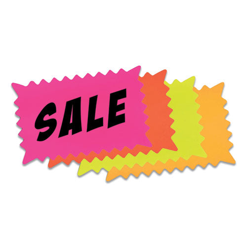 Image of COSCO Write-On "Do It Yourself" Sign, Rectangular Burst, Die-Cut Paper, 10.13 x 6.38, Assorted Fluorescent Colors, 36/Pack
