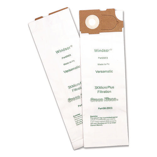 Image of Green Klean® Replacement Vacuum Bags, Fits Allstar Javelin/triple S Prosense Ii/windsor Versamatic, 10/pack