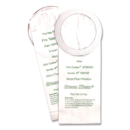 Image of Green Klean® Replacement Vacuum Bags, Fits Nss Outlaw/proteam Quartervac/sandia/sanitaire, 10/pack