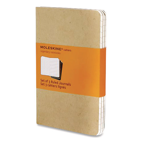 Image of Moleskine® Cahier Journal, 1-Subject, Narrow Rule, Brown Kraft Cover, (32) 5.5 x 3.5 Sheets, 3/Pack