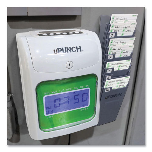 Image of uPunch Ub1000 Electronic Non-Calculating Time Clock Bundle, Lcd Display, Beige/green