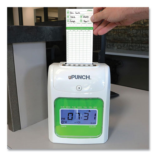 Image of uPunch Ub1000 Electronic Non-Calculating Time Clock Bundle, Lcd Display, Beige/green