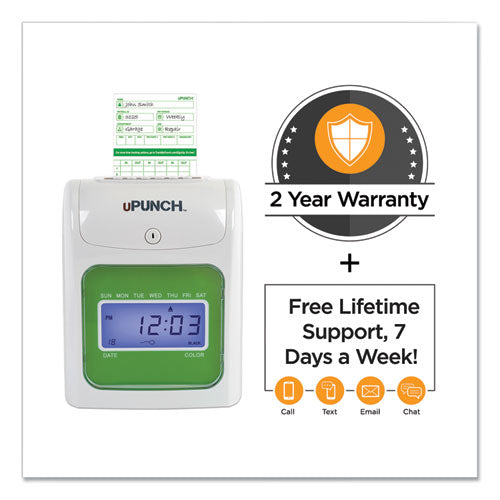 Image of uPunch Hn1500 Electronic Non-Calculating Time Clock Bundle, Lcd Display, Beige/green