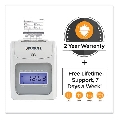Image of uPunch Hn2500 Electronic Calculating Time Clock Bundle, Lcd Display, Beige/gray