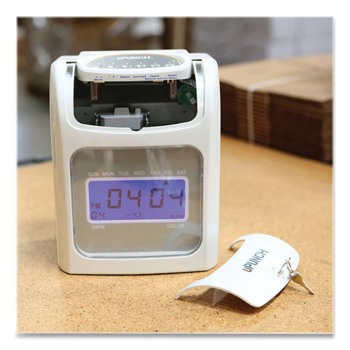 Image of uPunch Hn2500 Electronic Calculating Time Clock Bundle, Lcd Display, Beige/gray