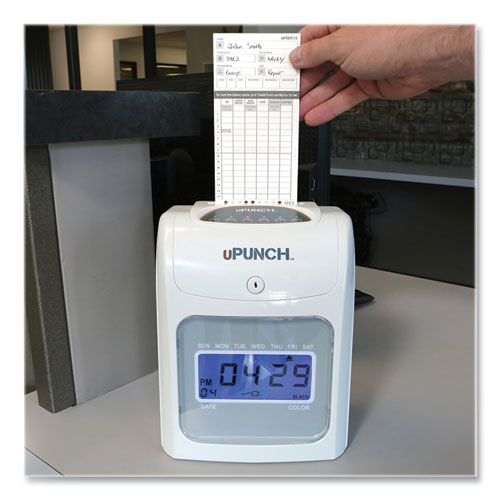 Image of uPunch Hn2500 Electronic Calculating Time Clock Bundle, Lcd Display, Beige/gray