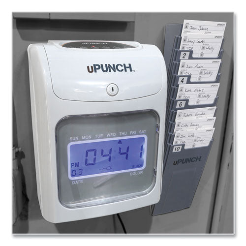 Image of uPunch Hn2500 Electronic Calculating Time Clock Bundle, Lcd Display, Beige/gray