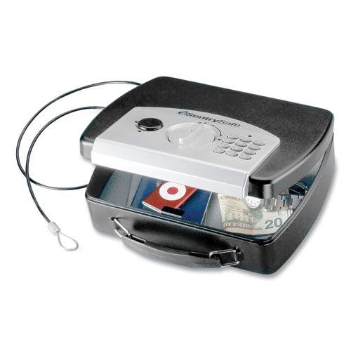 Image of Sentry® Safe P008e Portable Electronic Security Safe, 0.08 Cu Ft, 10 X 7.9 X 2.9, Black/silver