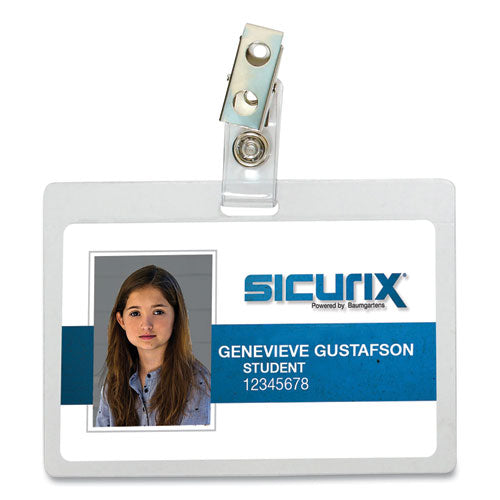 Image of SICURIX® Self Laminating Badge Holder, Horizontal, 3.5 X 2.25, Clear, 25/pack