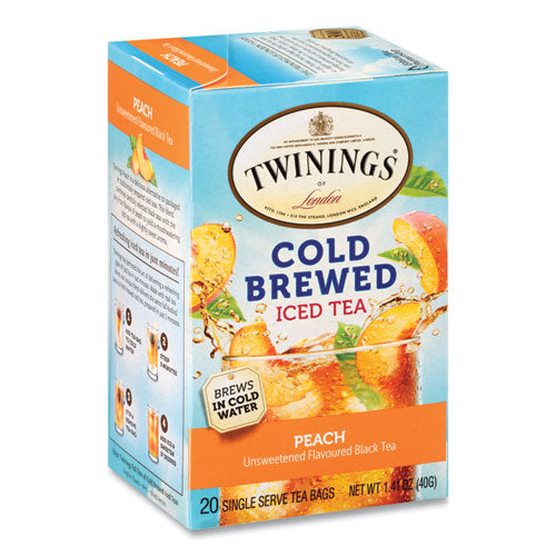 Image of TWININGS® Cold Brew Iced Tea Bags, Peach, 0.07 Oz Tea Bag, 20/box