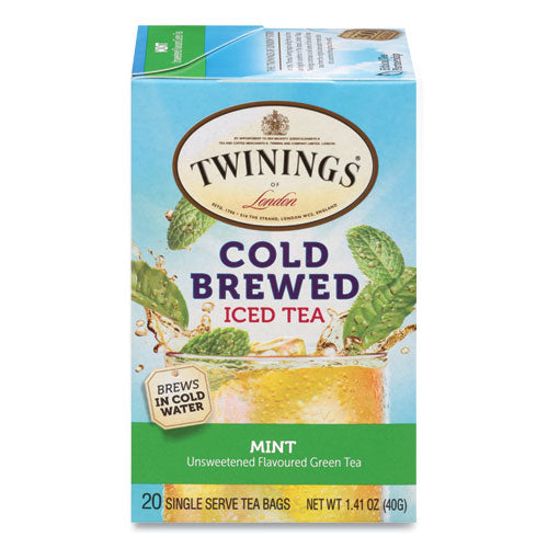Image of TWININGS® Cold Brew Iced Tea Bags, Mint, 0.07 Oz Tea Bag, 20/box
