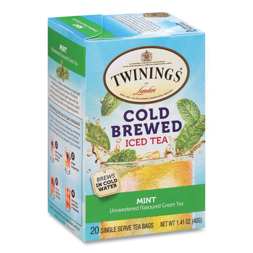 Image of TWININGS® Cold Brew Iced Tea Bags, Mint, 0.07 Oz Tea Bag, 20/box