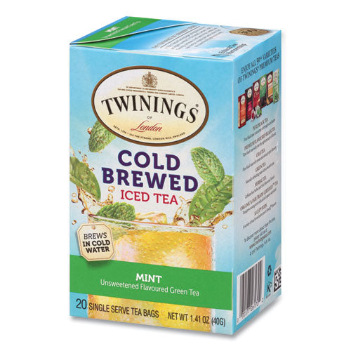 Image of TWININGS® Cold Brew Iced Tea Bags, Mint, 0.07 Oz Tea Bag, 20/box