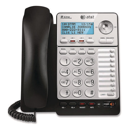 Image of AT&T® Ml17928 Two-Line Corded Speakerphone, Black/silver