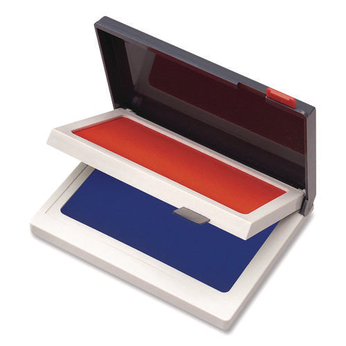 Image of COSCO Two-Color Felt Stamp Pads, 4.25" x 3.75", Blue/Red