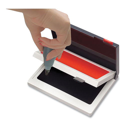 Image of COSCO 2000 PLUS Two-Color Felt Stamp Pad Case, 4" x 2", Black/Red