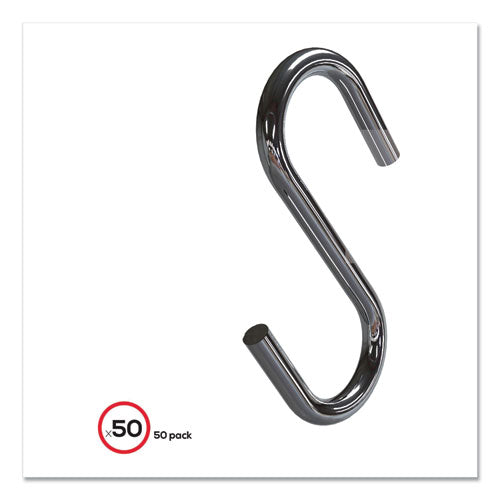 Image of deflecto® S Hooks, Metal, Silver, 50/pack