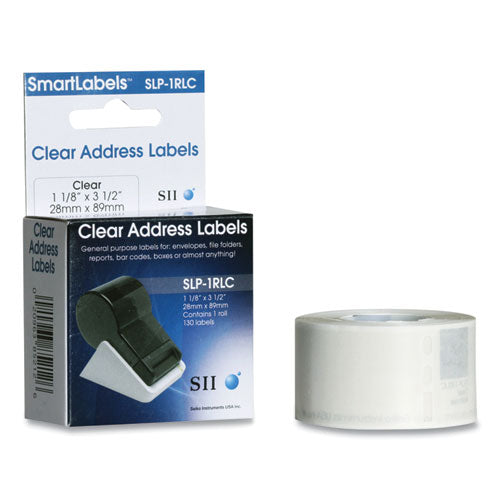 Image of Seiko Slp-2rlc Self-Adhesive Address Labels, 1.12" X 3.5", Clear, 130 Labels/roll, 2 Rolls/box