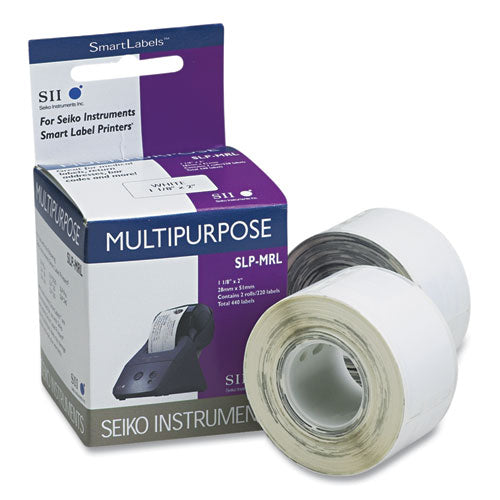 Image of Seiko Slp-Mrl Self-Adhesive Multipurpose Labels, 1.12" X 2", White, 220 Labels/roll, 2 Rolls/box