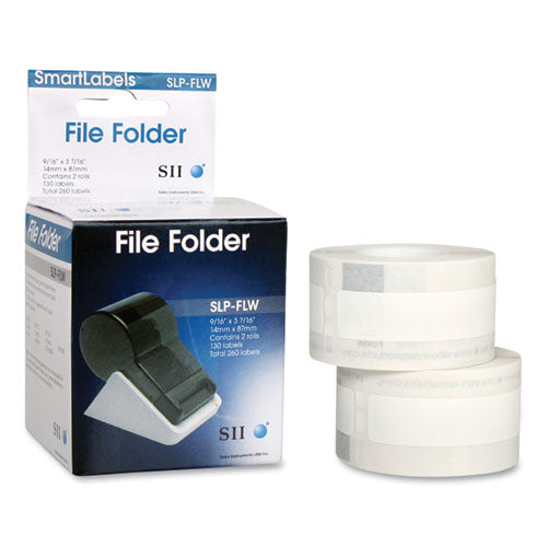 Image of Seiko Slp-Flw Self-Adhesive File Folder Labels, 0.56" X 3.43", White, 130 Labels/roll, 2 Rolls/box